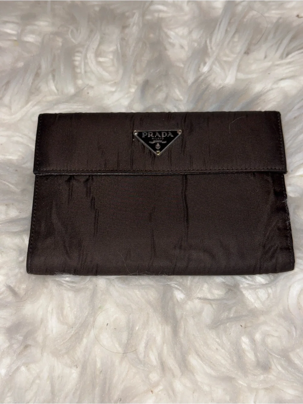 VINTAGE PRADA BROWN TESSUTO NYLON TRIFOLD WALLET